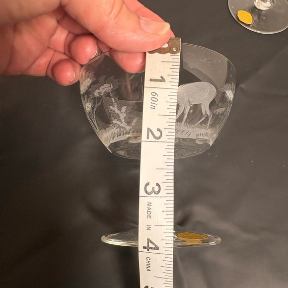 Vintage Etched East Germany Crystal Coupe Set Hunting/Wildlife Scene - Picture 12 of 16